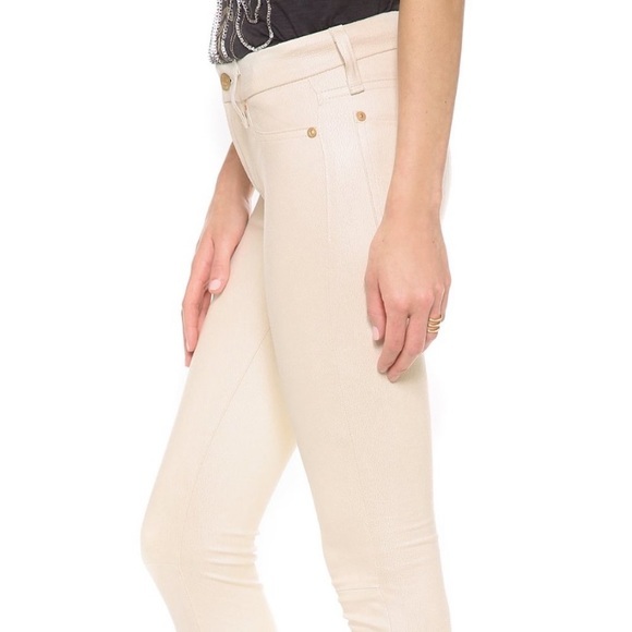 7 FOR ALL MANKIND SKINNY CREAM FAUX SUEDE PANTS SIZE 26 - Picture 3 of 15